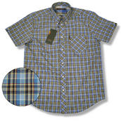 View Item Ben Sherman Union Fit Tartan Plaid Check S/S Button Down Shirt Blue